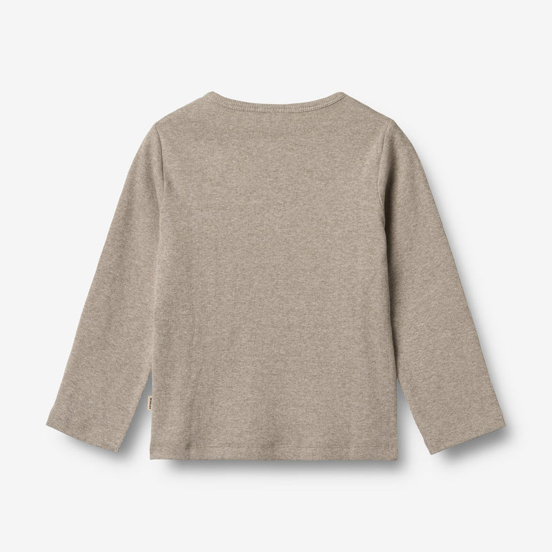 Wheat Main T-shirt L/S Milo Jersey Tops and T-Shirts 0072 gravel melange