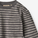 Wheat Main T-shirt L/S Ross T-Shirt 9016 dark charcoal stripe