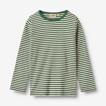 Wheat Main T-shirt L/S Stig T-Shirt 4142 green stripe
