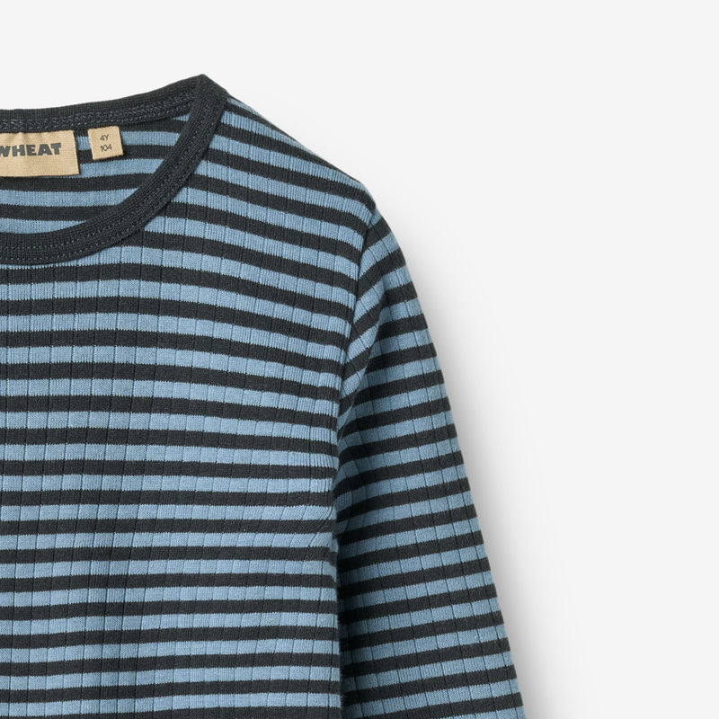 Wheat Main T-shirt L/S Stig T-Shirt 9548 bright blue stripe