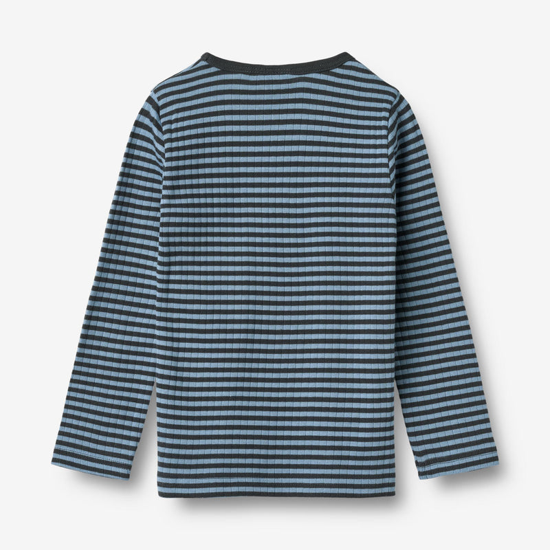 Wheat Main T-shirt L/S Stig T-Shirt 9548 bright blue stripe
