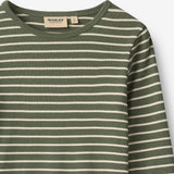 Wheat Main T-shirt L/S Stig T-Shirt 4076 dark green stripe