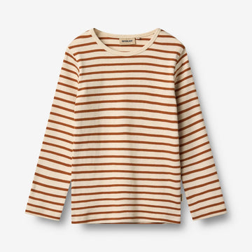 Wheat Main T-shirt L/S Stig T-Shirt 9447 warm caramel stripe