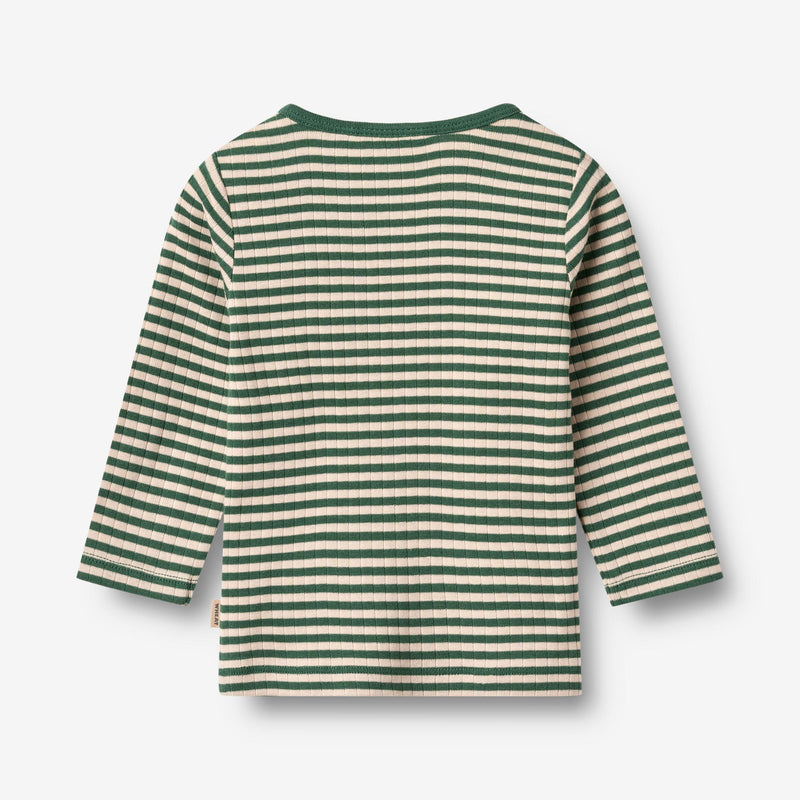 Wheat Main T-shirt L/S Stig T-Shirt 4142 green stripe
