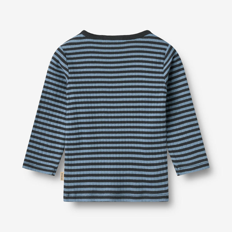 Wheat Main T-shirt L/S Stig T-Shirt 9548 bright blue stripe