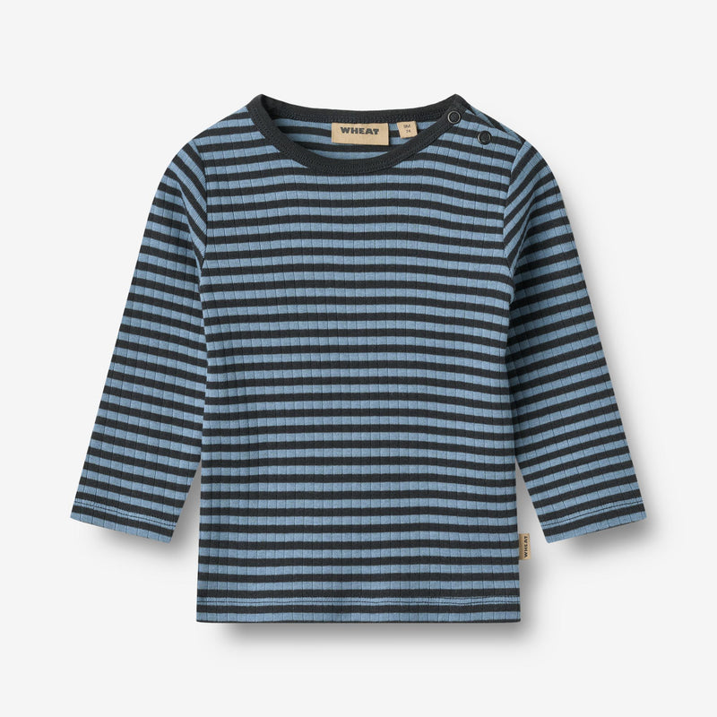 Wheat Main T-shirt L/S Stig T-Shirt 9548 bright blue stripe
