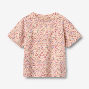Wheat Main T-shirt S/S Ella T-Shirt 9876 magenta heart flowers