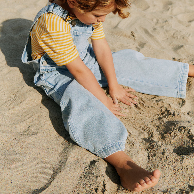 Wheat Main T-shirt S/S Fabian T-Shirt 9449 yellow rib stripe
