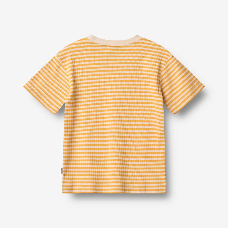 Wheat Main T-shirt S/S Fabian T-Shirt 9449 yellow rib stripe