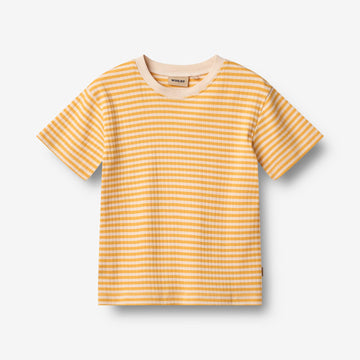 Wheat Main T-shirt S/S Fabian T-Shirt 9449 yellow rib stripe