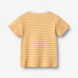 Wheat Main T-shirt S/S Fabian T-Shirt 9449 yellow rib stripe