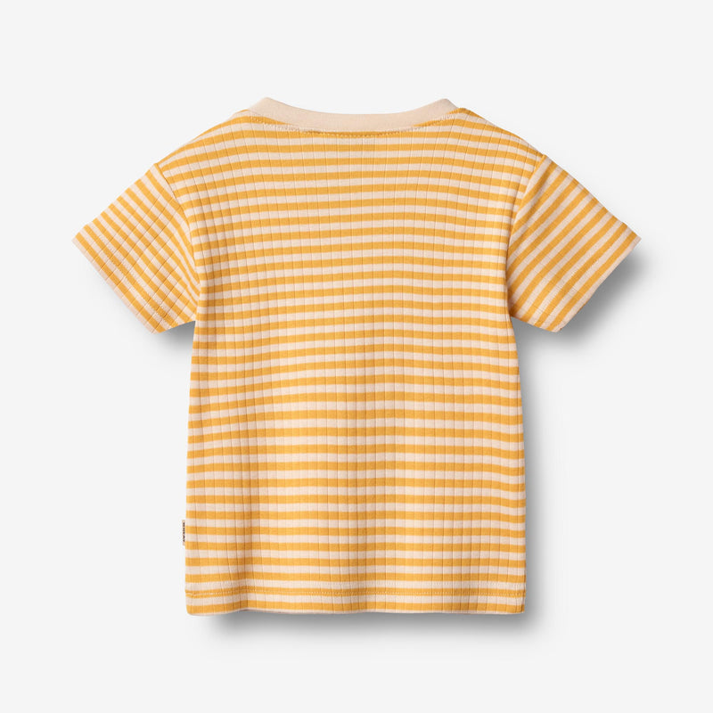 Wheat Main T-shirt S/S Fabian T-Shirt 9449 yellow rib stripe