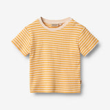 Wheat Main T-shirt S/S Fabian T-Shirt 9449 yellow rib stripe
