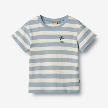 Wheat Main T-shirt S/S Liam T-Shirt 9420 calm blue stripe