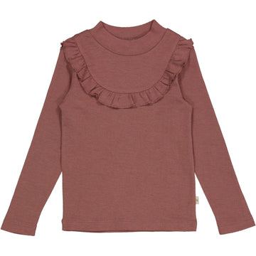 Wheat Wool T-shirt Wool Ruffle LS Jersey Tops and T-Shirts 2110 rose brown