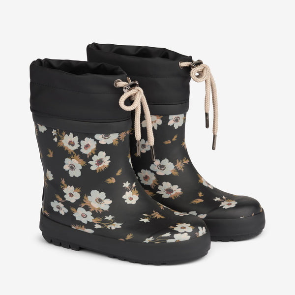 Thermo Rubber Boot Print - flowers black –