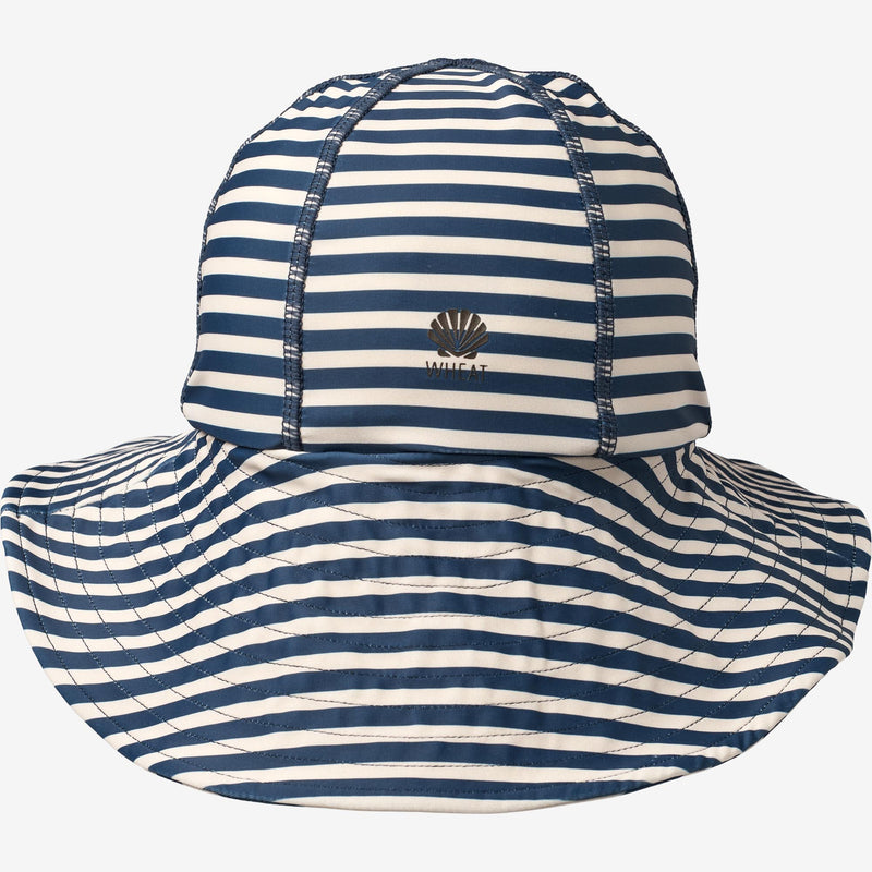 Wheat Main UV Sun Hat Swimwear 1325 indigo stripe