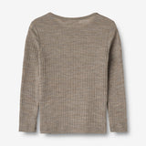 Wheat SMU Wool Silk t-shirt L/S Alfie Jersey Tops and T-Shirts 3204 khaki melange