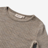 Wheat SMU Wool Silk t-shirt L/S Alfie Jersey Tops and T-Shirts 3204 khaki melange