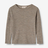 Wheat SMU Wool Silk t-shirt L/S Alfie Jersey Tops and T-Shirts 3204 khaki melange