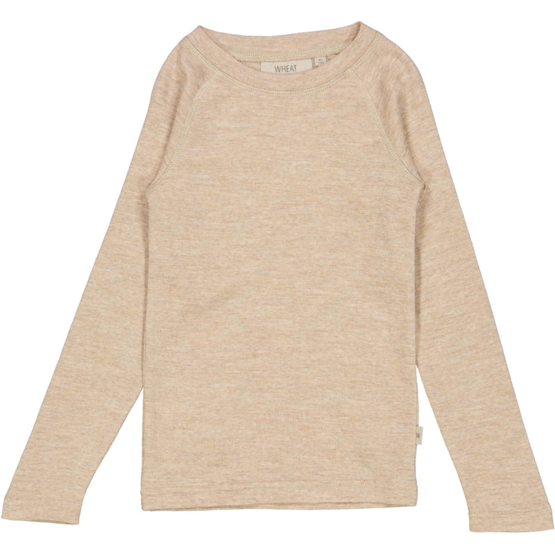 Wheat Wool Wool T-Shirt LS Jersey Tops and T-Shirts 3204 khaki melange