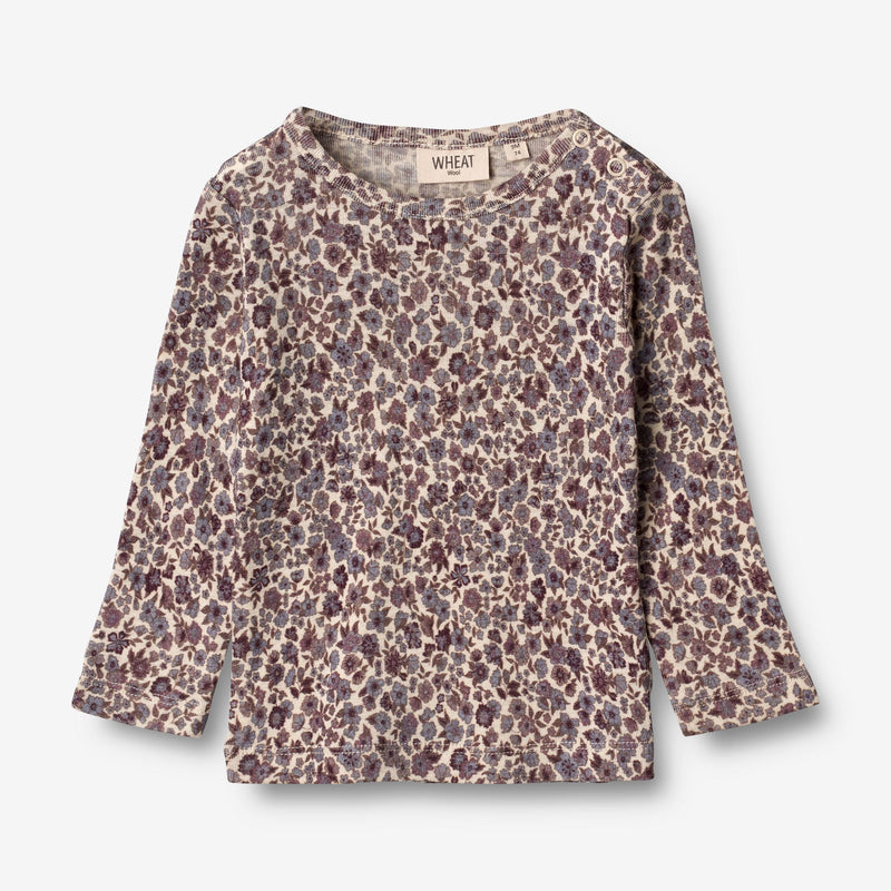 Wheat Wool Wool T-Shirt LS | Baby Jersey Tops and T-Shirts 1493 purple flowers