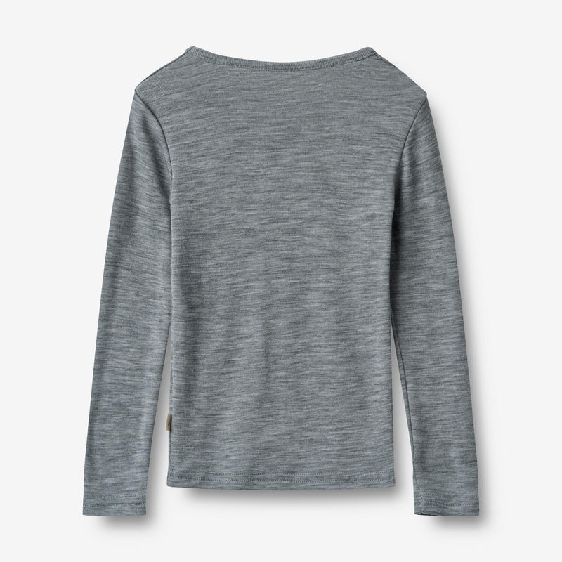 Wheat Wool Wool T-Shirt L/S Alfie Jersey Tops and T-Shirts 0224 melange grey