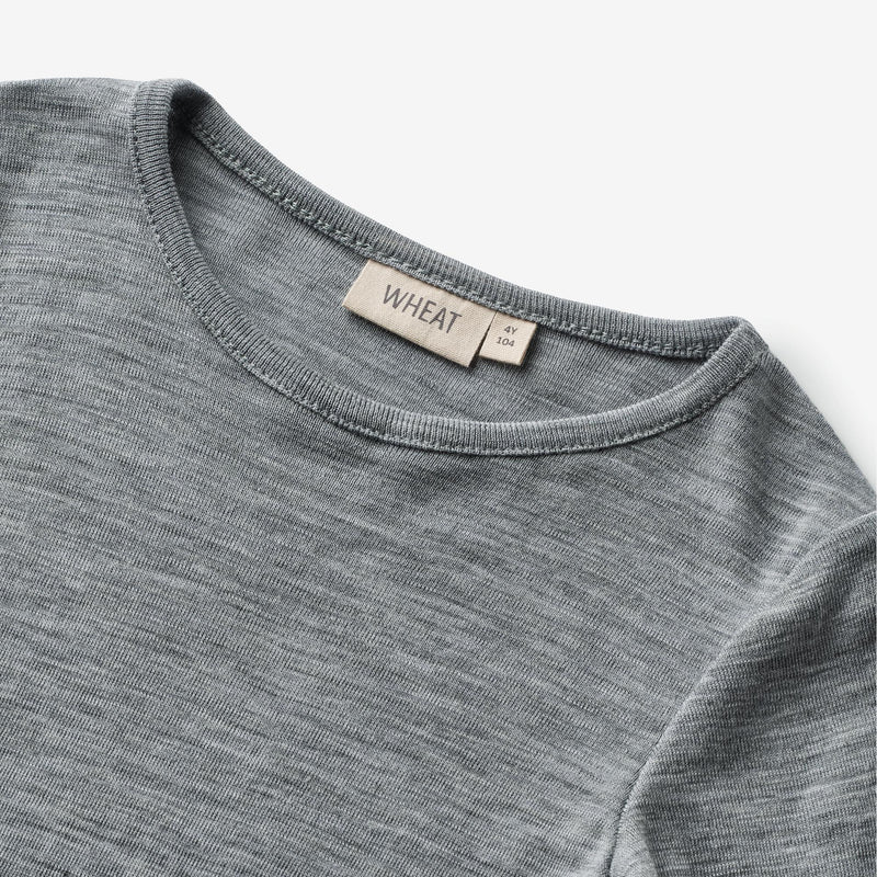 Wheat Wool Wool T-Shirt L/S Alfie Jersey Tops and T-Shirts 0224 melange grey