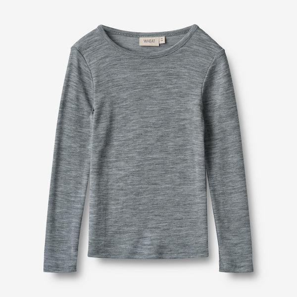 Wool T-Shirt L/S Alfie - melange grey – Wheat.eu