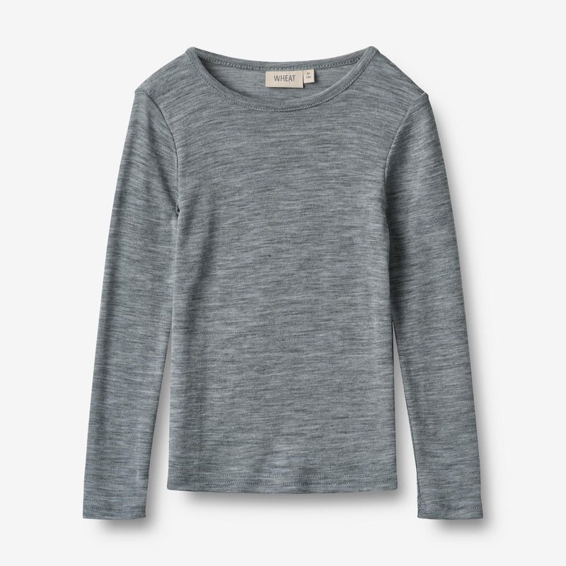Wheat Wool Wool T-Shirt L/S Alfie Jersey Tops and T-Shirts 0224 melange grey