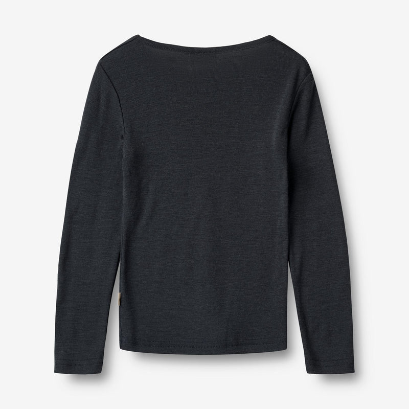 Wheat Wool Wool T-Shirt L/S Alfie T-Shirt 1432 navy