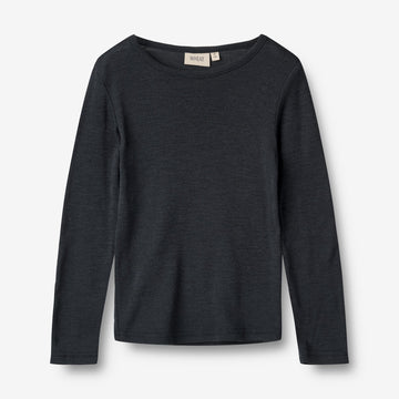 Wheat Wool Wool T-Shirt L/S Alfie T-Shirt 1432 navy