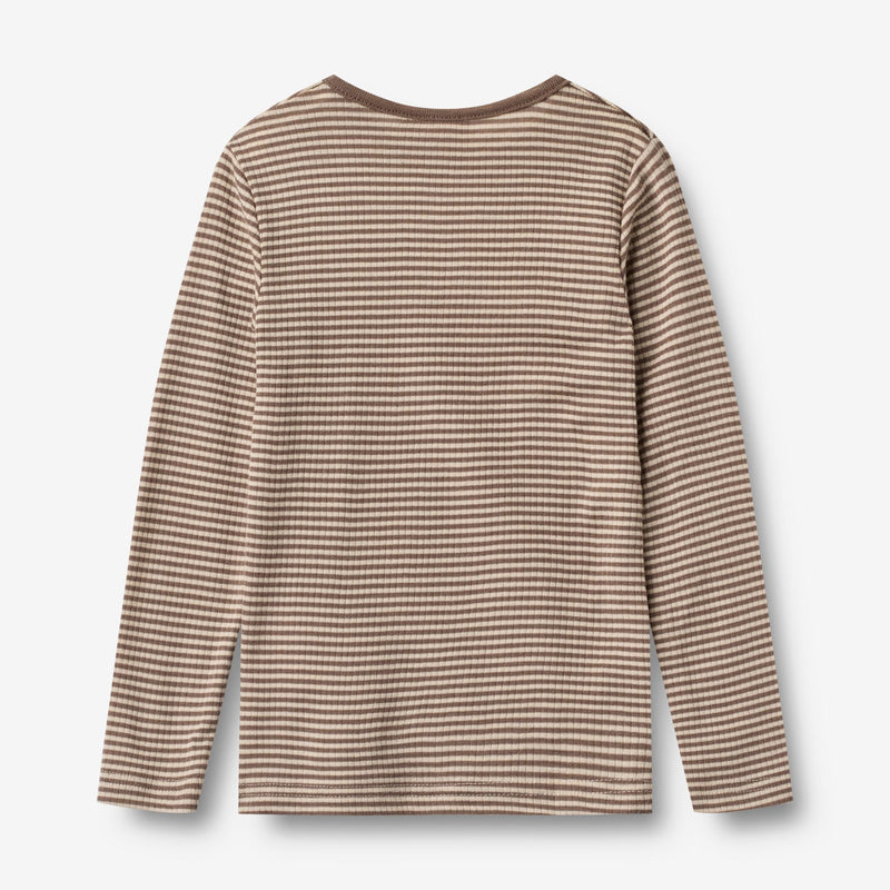 Wheat Wool Wool T-Shirt L/S Alfie Jersey Tops and T-Shirts 9578 wood stripe