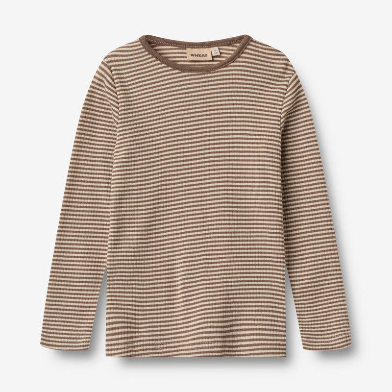 Wheat Wool Wool T-Shirt L/S Alfie Jersey Tops and T-Shirts 9578 wood stripe