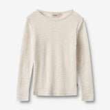 Wheat SMU Wool T-Shirt L/S Alfie T-Shirt 1141 eggshell melange