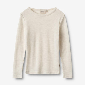 Wheat SMU Wool T-Shirt L/S Alfie T-Shirt 1141 eggshell melange