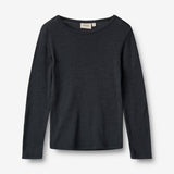 Wheat SMU Wool T-Shirt L/S Alfie T-Shirt 1432 navy