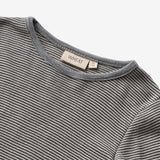 Wheat SMU Wool T-Shirt L/S Alfie T-Shirt 1433 navy stripe