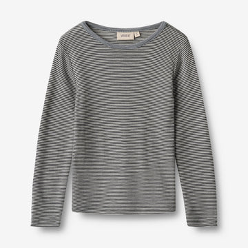 Wheat SMU Wool T-Shirt L/S Alfie T-Shirt 1433 navy stripe