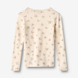 Wheat Main Wool T-Shirt L/S Alfie T-Shirt 3130 eggshell flowers