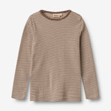 Wheat Main Wool T-Shirt L/S Alfie T-Shirt 9578 wood stripe