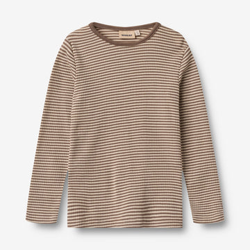 Wheat Main Wool T-Shirt L/S Alfie T-Shirt 9578 wood stripe