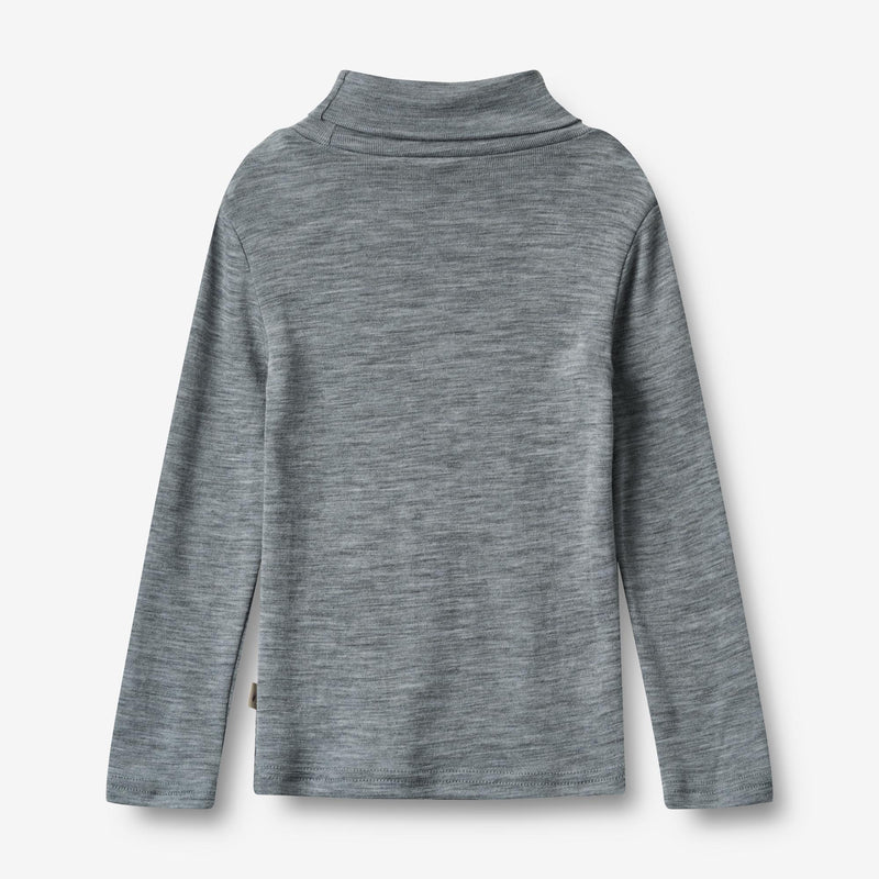 Wheat Wool Wool T-Shirt Roll Neck Aksel Jersey Tops and T-Shirts 0224 melange grey