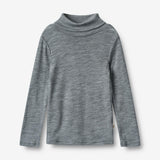Wheat Wool Wool T-Shirt Roll Neck Aksel Jersey Tops and T-Shirts 0224 melange grey