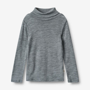 Wheat Wool Wool T-Shirt Roll Neck Aksel Jersey Tops and T-Shirts 0224 melange grey