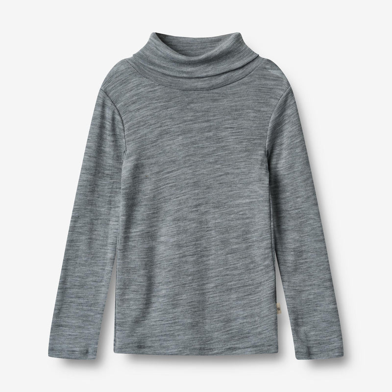 Wheat Wool Wool T-Shirt Roll Neck Aksel Jersey Tops and T-Shirts 0224 melange grey