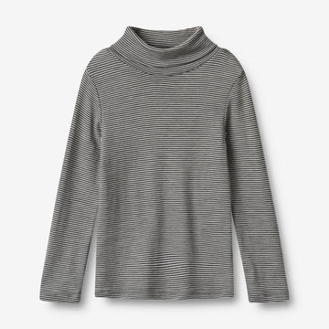 Wheat Wool Wool T-Shirt Roll Neck Aksel Jersey Tops and T-Shirts 1433 navy stripe