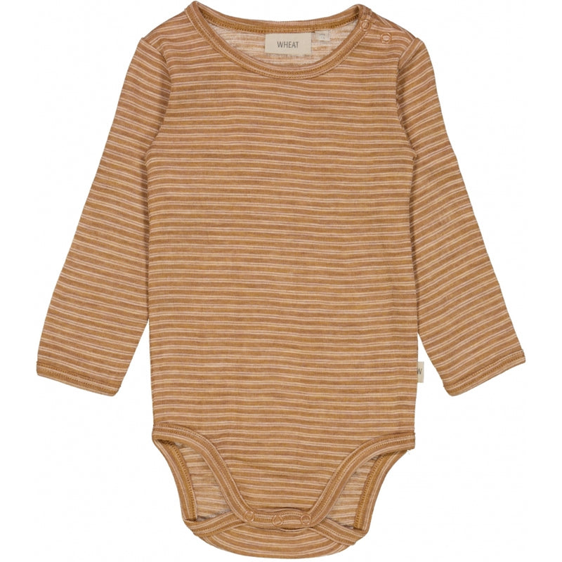 Wheat Wool Body Plain Wool LS Underwear/Bodies 3515 clay melange wool stripe