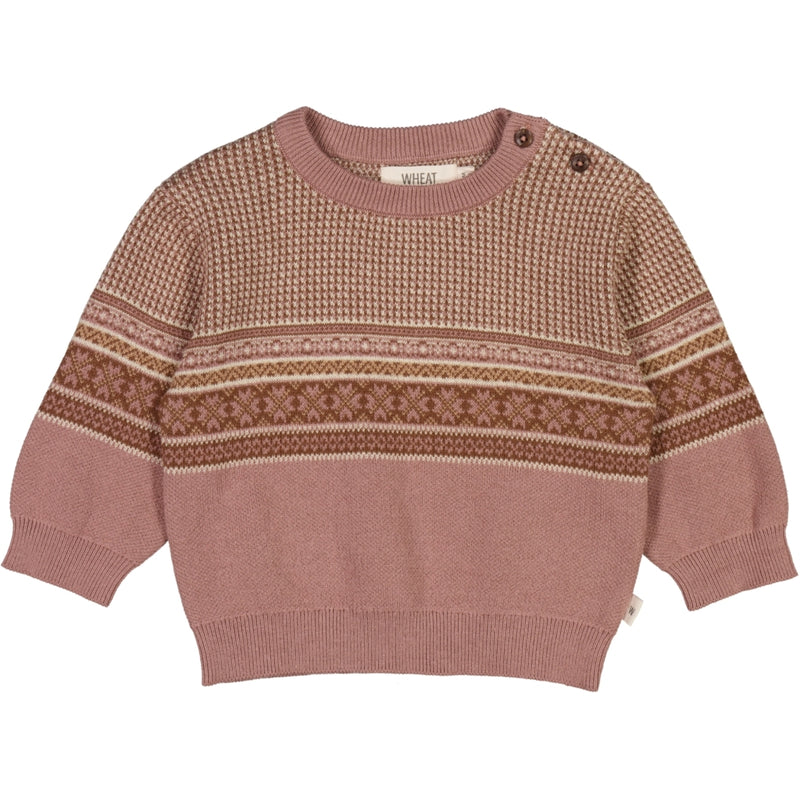 Wheat Jacquard Pullover Elias Knitted Tops 2411 powder brown
