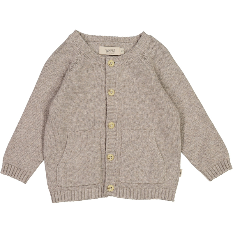 Wheat Knit Cardigan Classic Knitted Tops 3229 warm grey melange